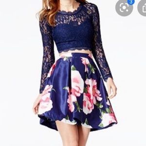 Sequins heart two piece dress